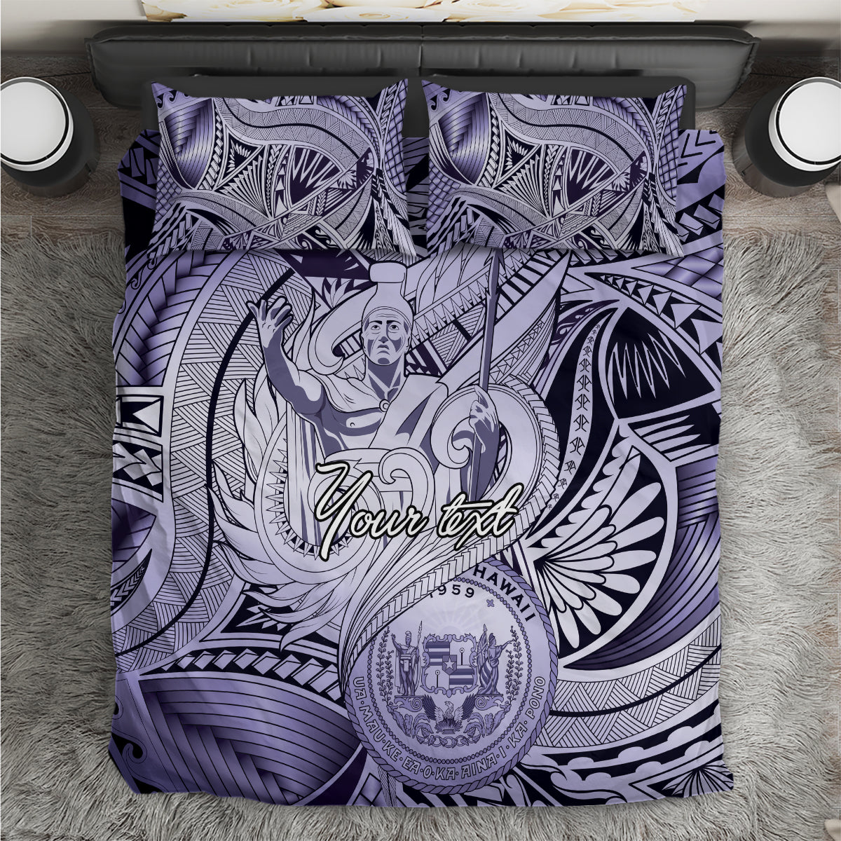 Personalised Aloha King Kamehameha Spirits Bedding Set Violet Special LT9 Violet - Polynesian Pride