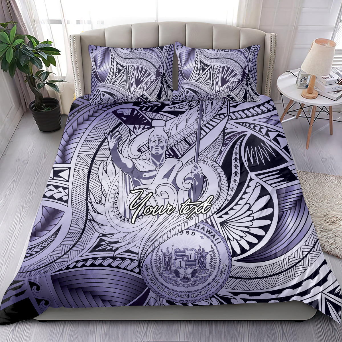Personalised Aloha King Kamehameha Spirits Bedding Set Violet Special LT9 - Polynesian Pride