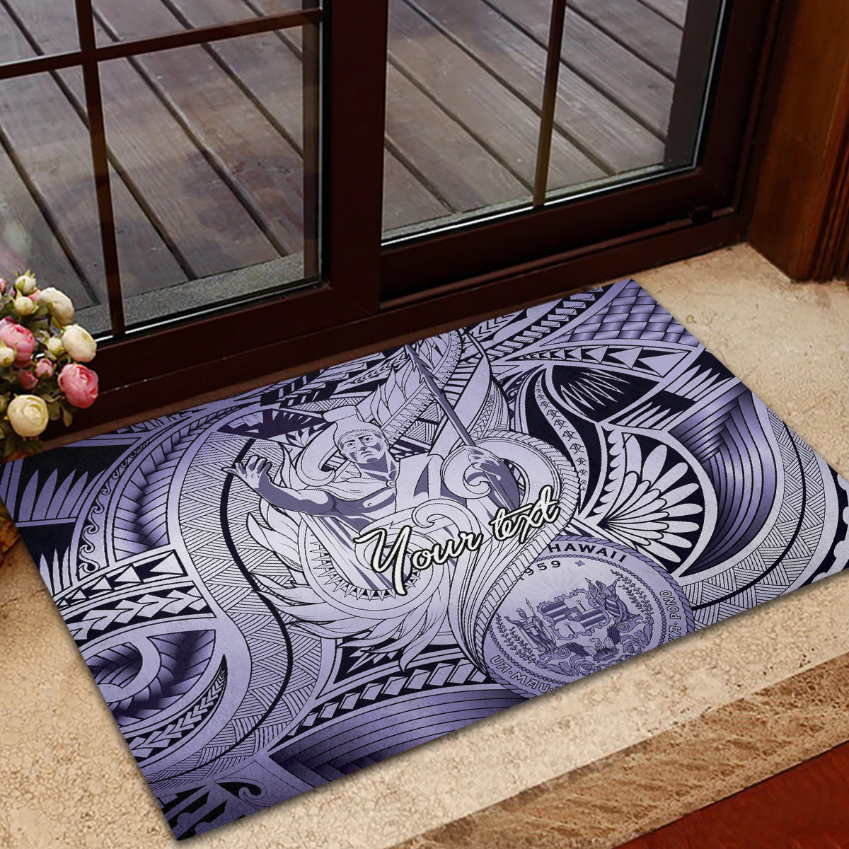 Personalised Aloha King Kamehameha Spirits Rubber Doormat Violet Special LT9 - Polynesian Pride