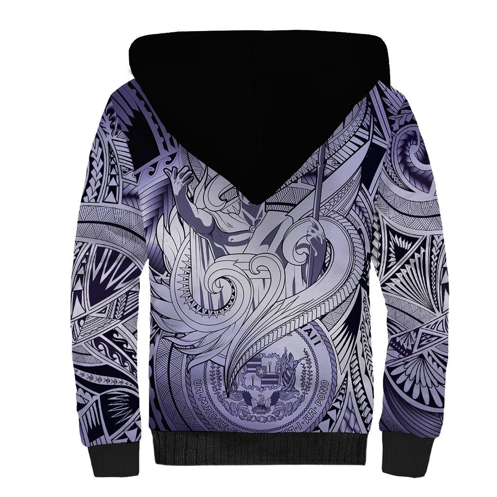 Personalised Aloha King Kamehameha Spirits Sherpa Hoodie Violet Special LT9 - Polynesian Pride