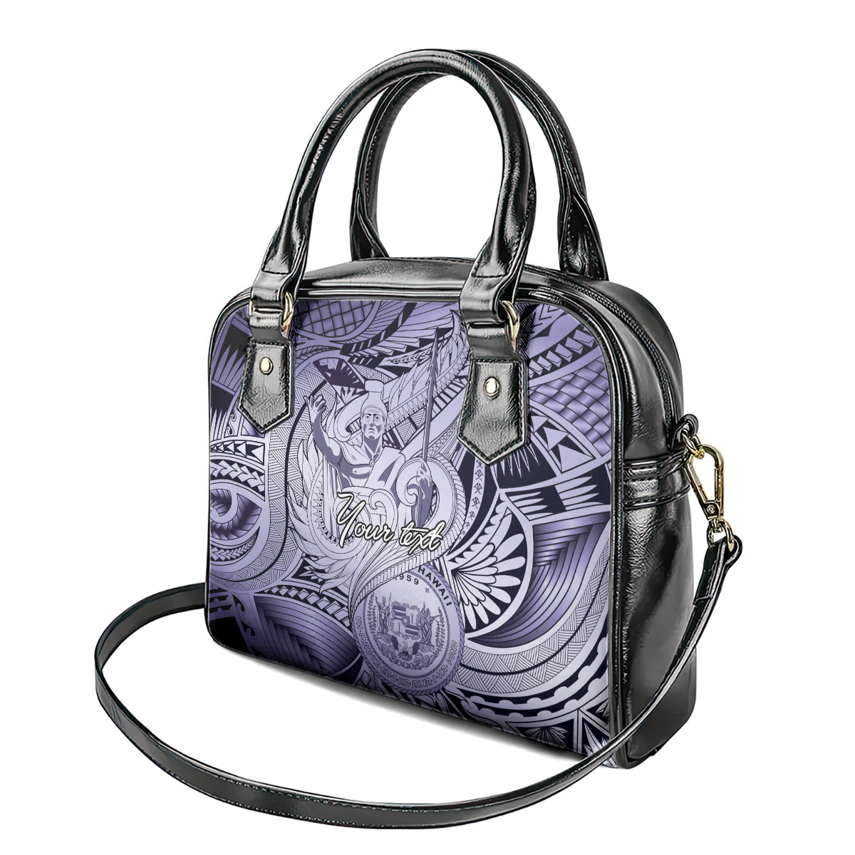 Personalised Aloha King Kamehameha Spirits Shoulder Handbag Violet Special LT9 - Polynesian Pride