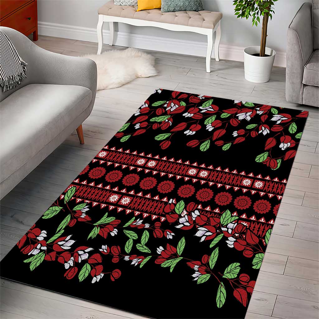 Fiji Masi Bula Tagimoucia Flowers Area Rug LT9 - Polynesian Pride