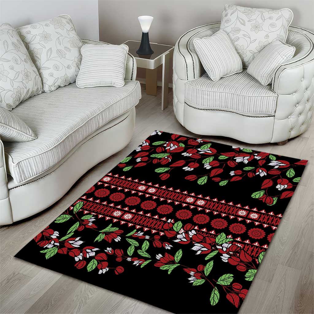 Fiji Masi Bula Tagimoucia Flowers Area Rug LT9 - Polynesian Pride