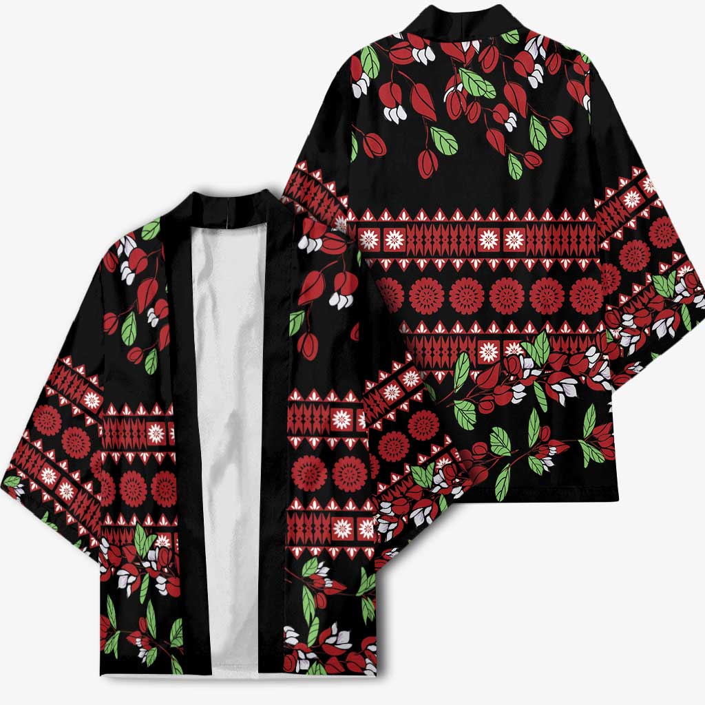 Fiji Masi Bula Tagimoucia Flowers Kimono LT9 - Polynesian Pride