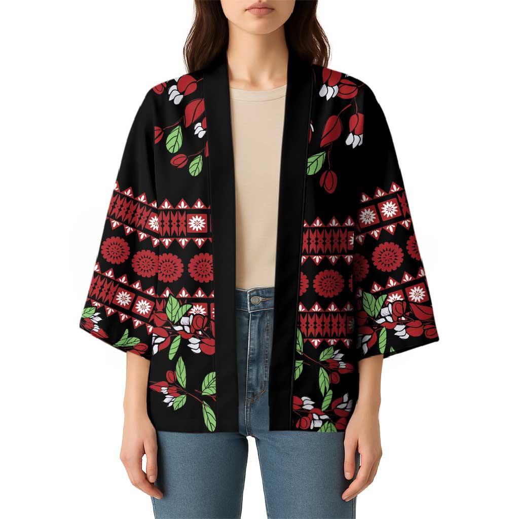 Fiji Masi Bula Tagimoucia Flowers Kimono LT9 - Polynesian Pride