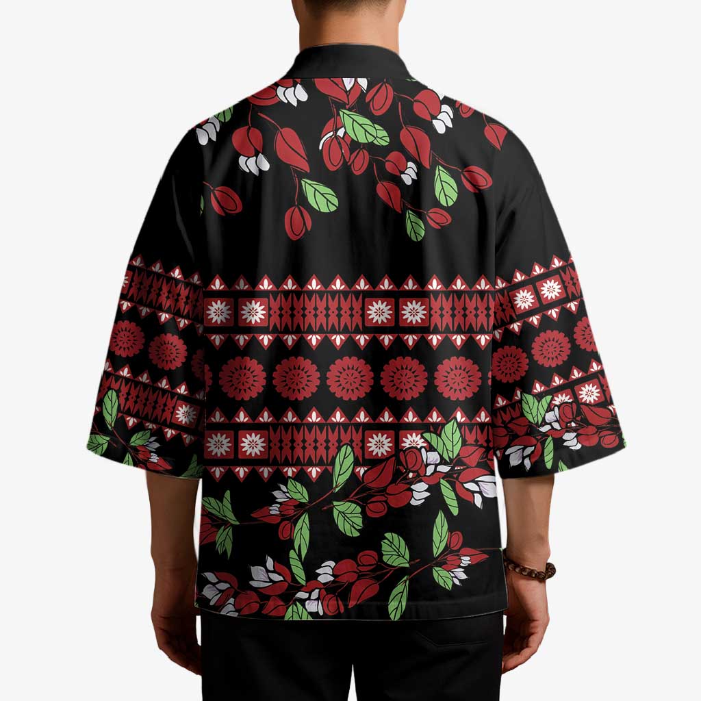 Fiji Masi Bula Tagimoucia Flowers Kimono LT9 - Polynesian Pride