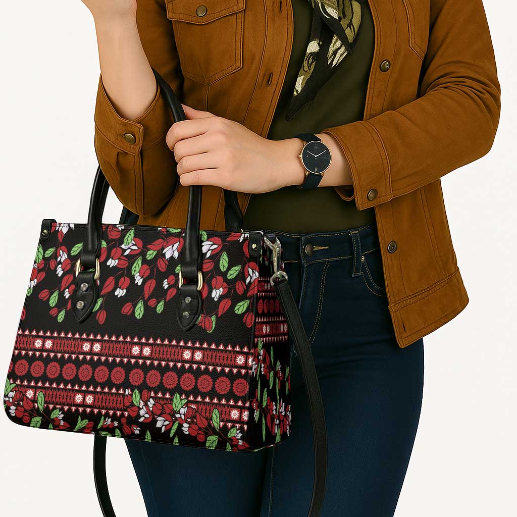Fiji Masi Bula Tagimoucia Flowers Leather Bag LT9 - Polynesian Pride