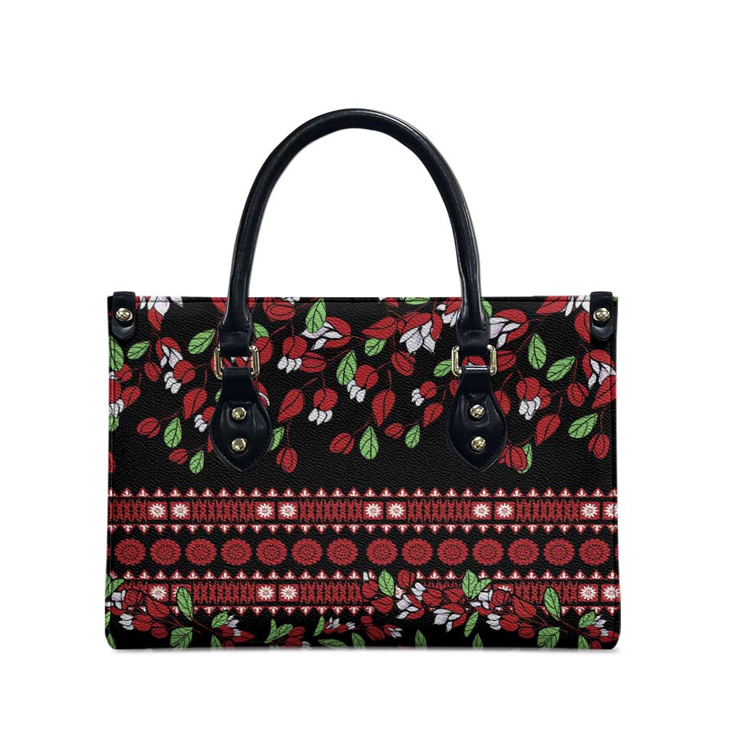 Fiji Masi Bula Tagimoucia Flowers Leather Bag LT9 - Polynesian Pride