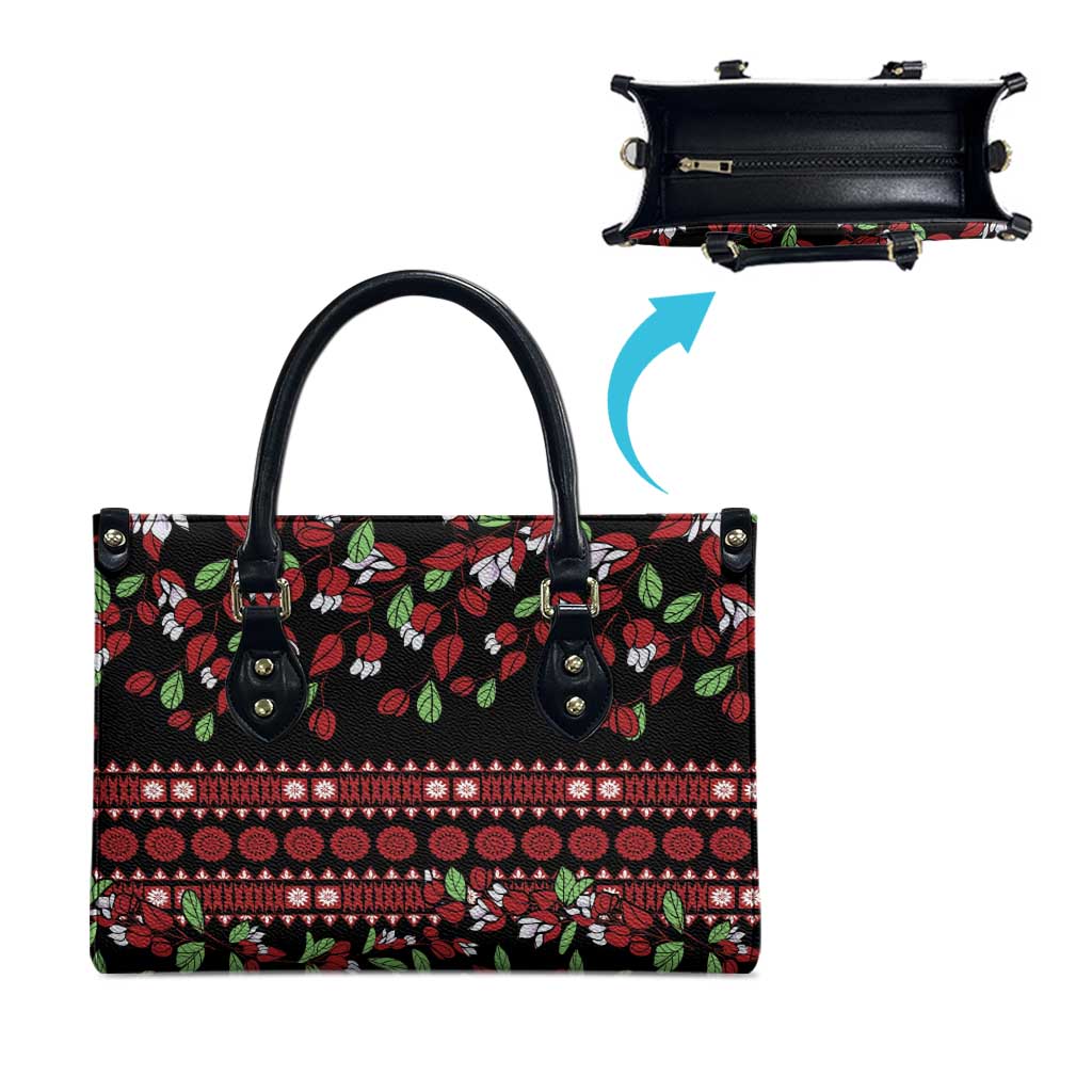 Fiji Masi Bula Tagimoucia Flowers Leather Bag LT9 - Polynesian Pride