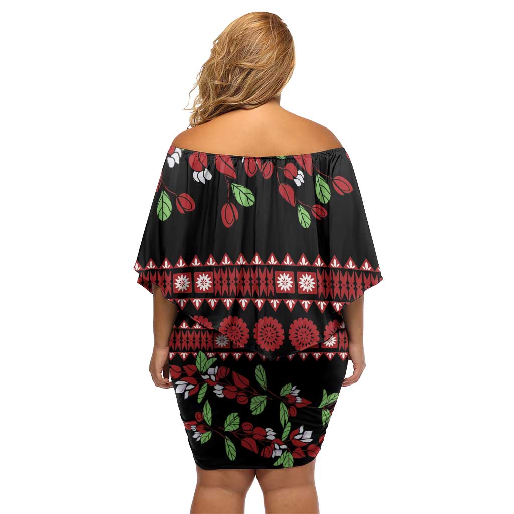 Fiji Masi Bula Tagimoucia Flowers Off Shoulder Short Dress LT9 - Polynesian Pride