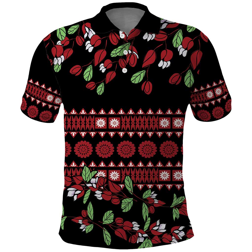 Fiji Masi Bula Tagimoucia Flowers Polo Shirt LT9 Red - Polynesian Pride