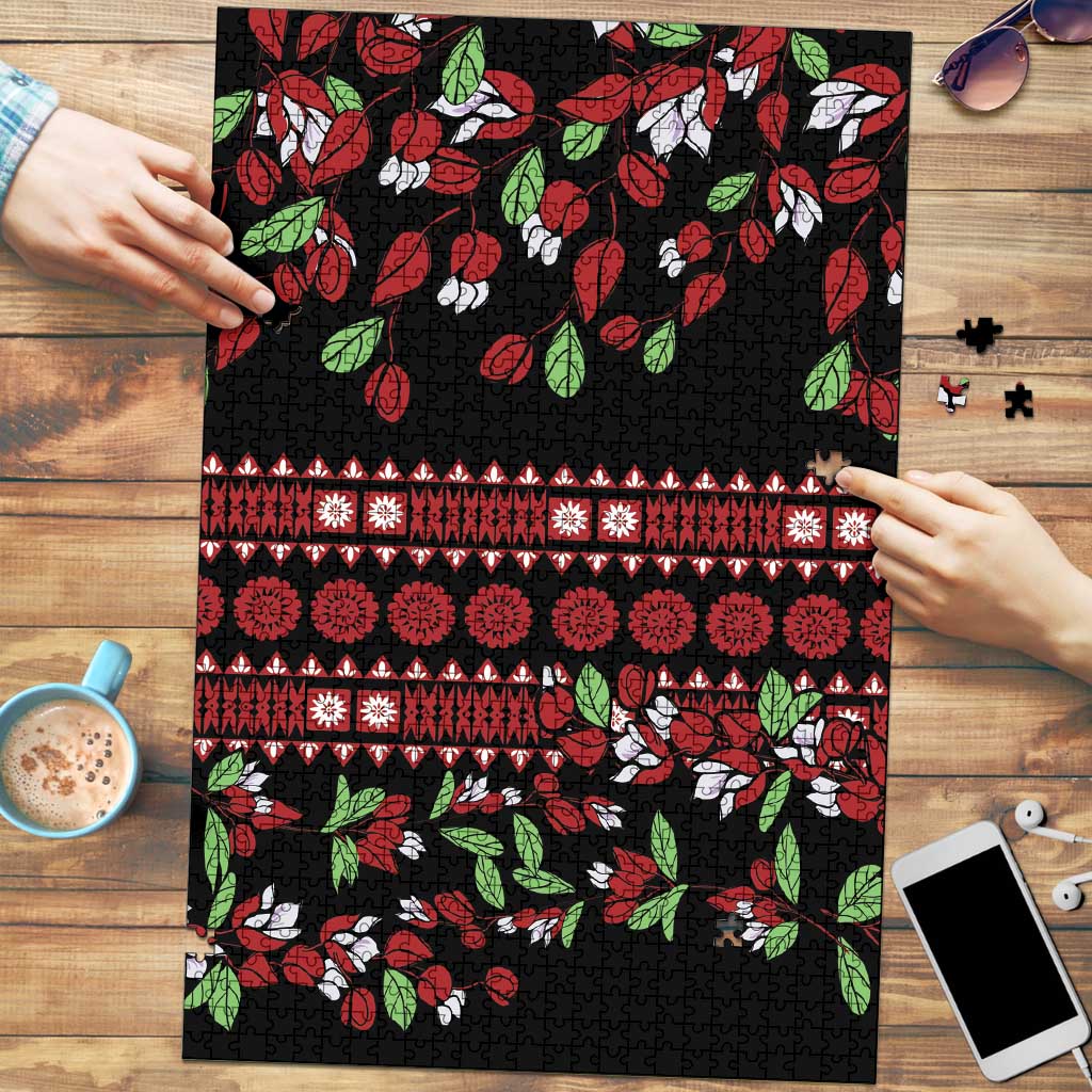 Fiji Masi Bula Tagimoucia Flowers Puzzle LT9 Red - Polynesian Pride