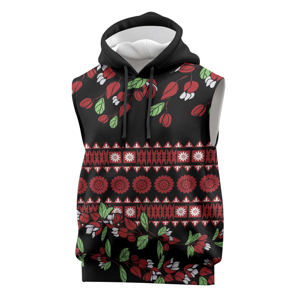 Fiji Masi Bula Tagimoucia Flowers Sleeveless Hoodie LT9 Red - Polynesian Pride