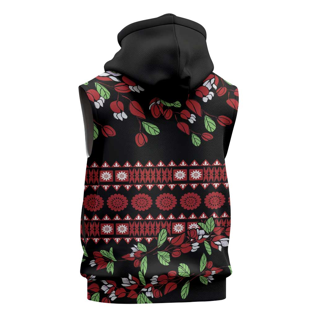 Fiji Masi Bula Tagimoucia Flowers Sleeveless Zip Hoodie LT9 - Polynesian Pride