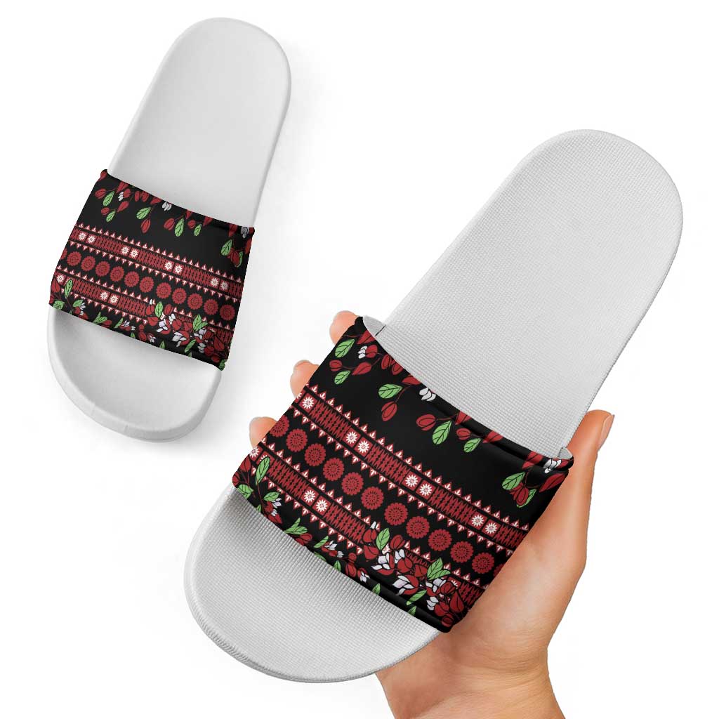 Fiji Masi Bula Tagimoucia Flowers Slide Sandals LT9 - Polynesian Pride