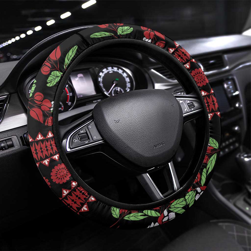 Fiji Masi Bula Tagimoucia Flowers Steering Wheel Cover