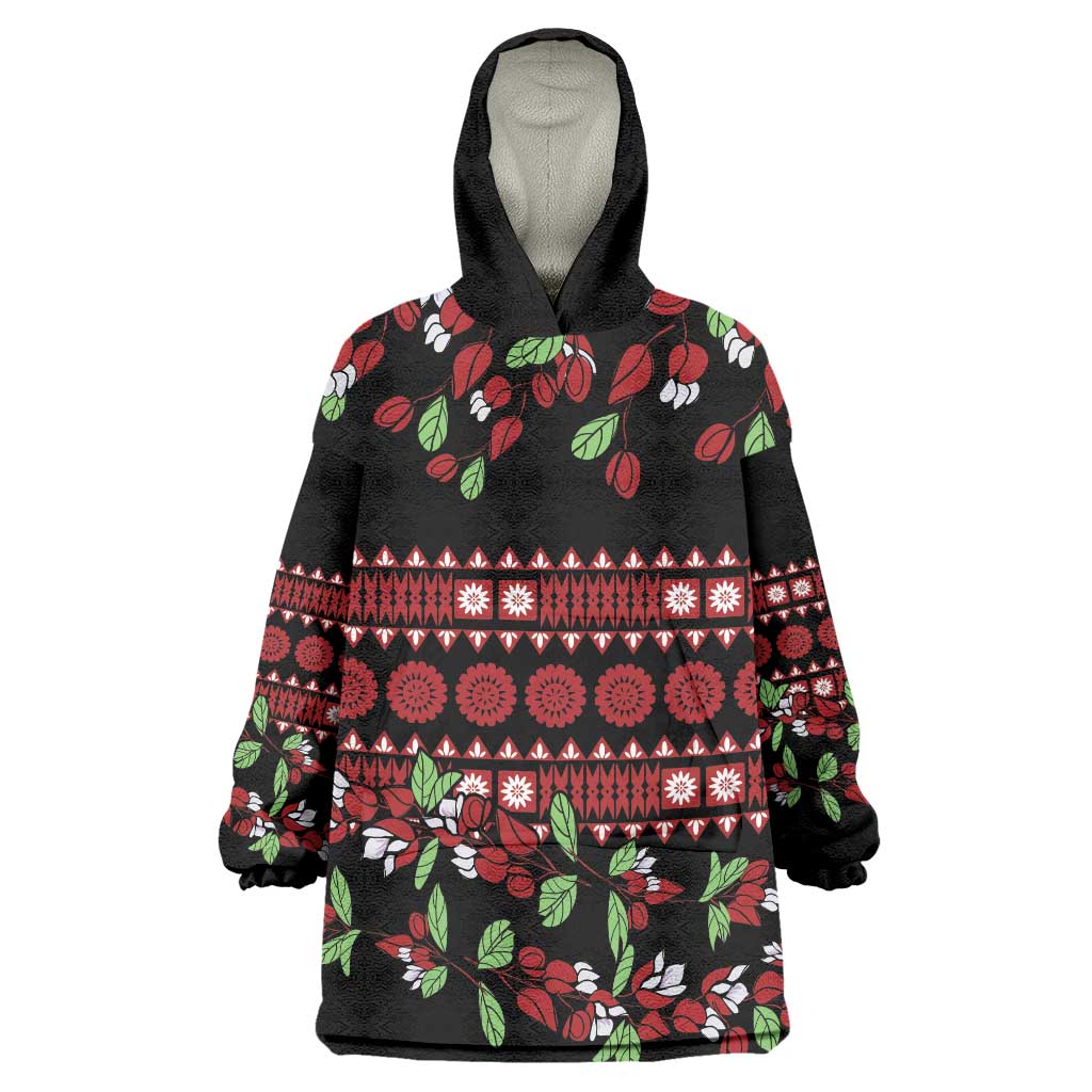 Fiji Masi Bula Tagimoucia Flowers Wearable Blanket Hoodie LT9 One Size Red - Polynesian Pride