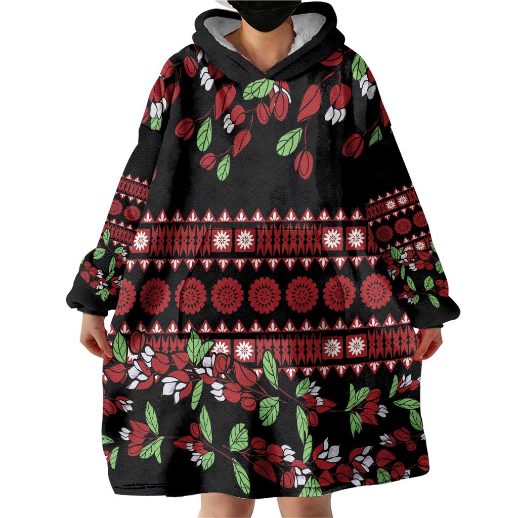 Fiji Masi Bula Tagimoucia Flowers Wearable Blanket Hoodie LT9 - Polynesian Pride