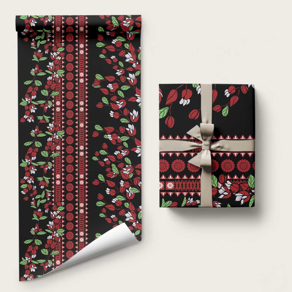 Fiji Masi Bula Tagimoucia Flowers Wrapping Paper LT9 58" × 23" Red - Polynesian Pride