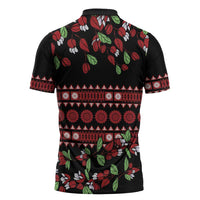 Fiji Masi Bula Tagimoucia Flowers Zipper Polo Shirt LT9 - Polynesian Pride