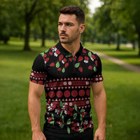 Fiji Masi Bula Tagimoucia Flowers Zipper Polo Shirt LT9 - Polynesian Pride