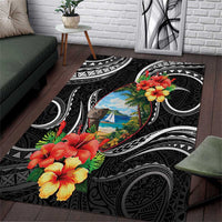 Hafa Adai Guam Area Rug Guahan Seal Chamorro Stones Tribal LT9 Black - Polynesian Pride