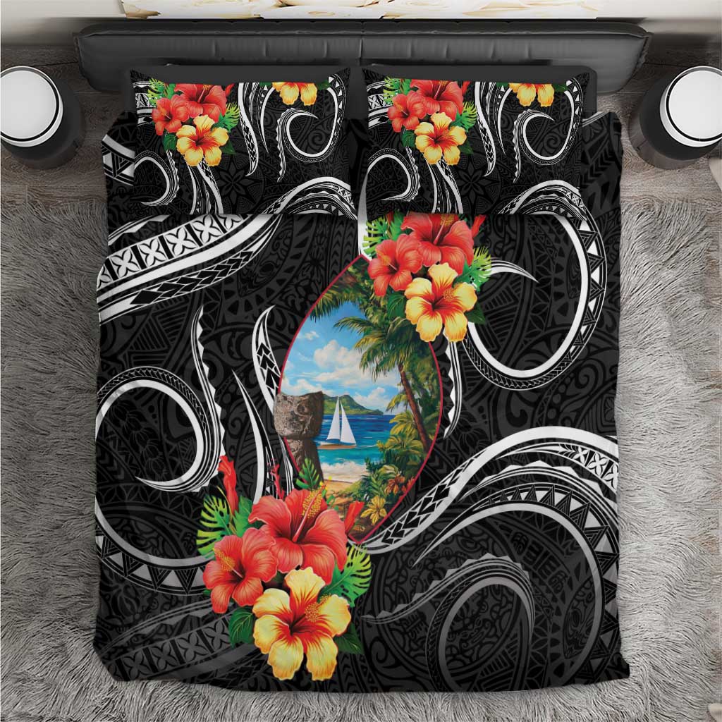 Hafa Adai Guam Bedding Set Guahan Seal Chamorro Stones Tribal LT9 Black - Polynesian Pride
