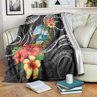 Hafa Adai Guam Blanket Guahan Seal Chamorro Stones Tribal LT9 Black - Polynesian Pride