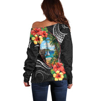 Hafa Adai Guam Off Shoulder Sweater Guahan Seal Chamorro Stones Tribal LT9 - Polynesian Pride