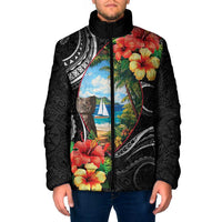Hafa Adai Guam Padded Jacket Guahan Seal Chamorro Stones Tribal LT9 Men Black - Polynesian Pride
