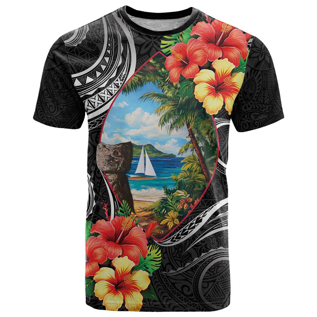 Hafa Adai Guam T Shirt Guahan Seal Chamorro Stones Tribal LT9 Black - Polynesian Pride