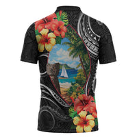 Hafa Adai Guam Zipper Polo Shirt Guahan Seal Chamorro Stones Tribal LT9 - Polynesian Pride