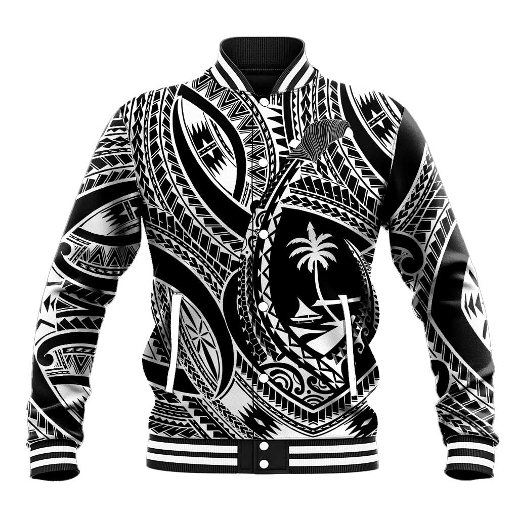 Hafa Adai Guam Inspired Tattoo Baseball Jacket LT9 Unisex Black - Polynesian Pride