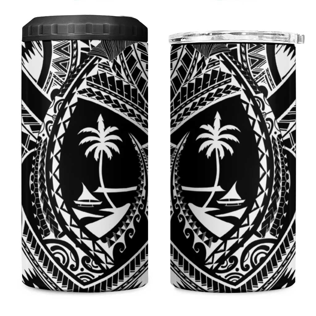 Hafa Adai Guam Inspired Tattoo 4 in 1 Can Cooler Tumbler LT9 One Size: 16 oz Black - Polynesian Pride