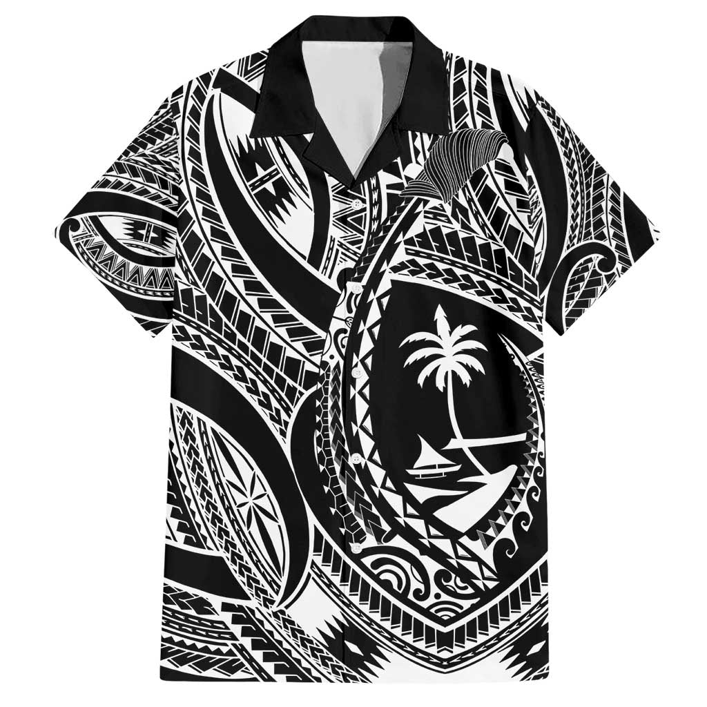 Hafa Adai Guam Inspired Tattoo Hawaiian Shirt LT9 Black - Polynesian Pride
