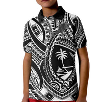 Hafa Adai Guam Inspired Tattoo Kid Polo Shirt LT9 Kid Black - Polynesian Pride
