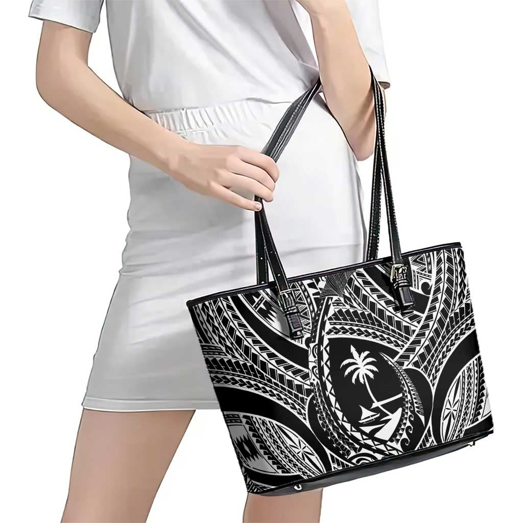Hafa Adai Guam Inspired Tattoo Leather Tote Bag LT9 - Polynesian Pride