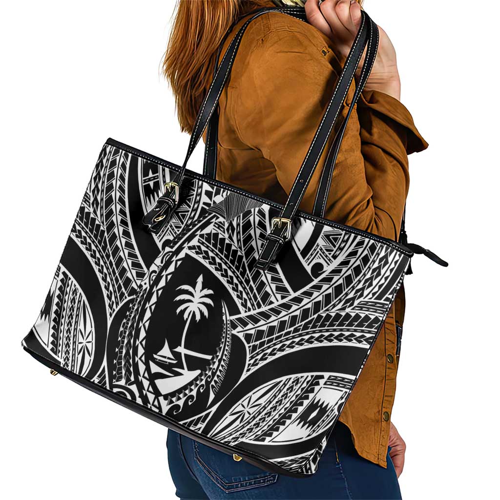 Hafa Adai Guam Inspired Tattoo Leather Tote Bag LT9 - Polynesian Pride