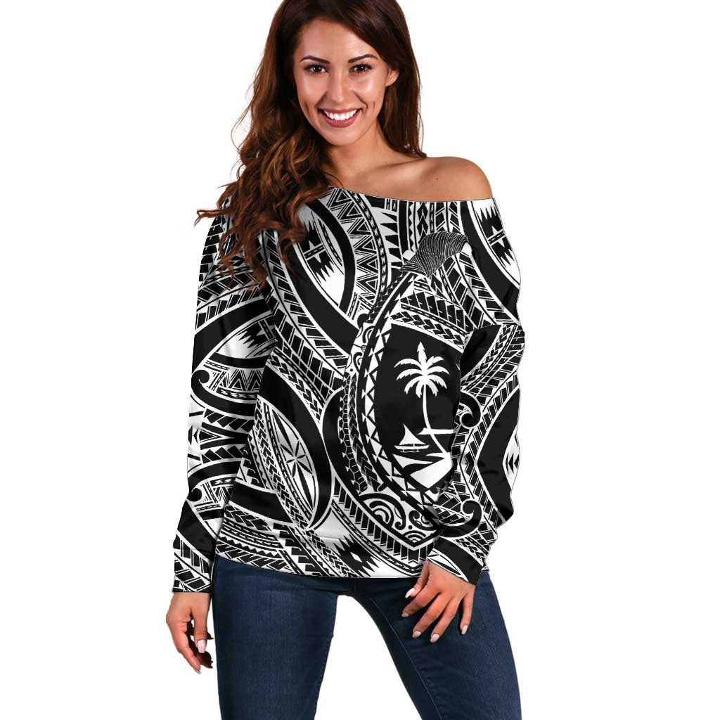 Hafa Adai Guam Inspired Tattoo Off Shoulder Sweater