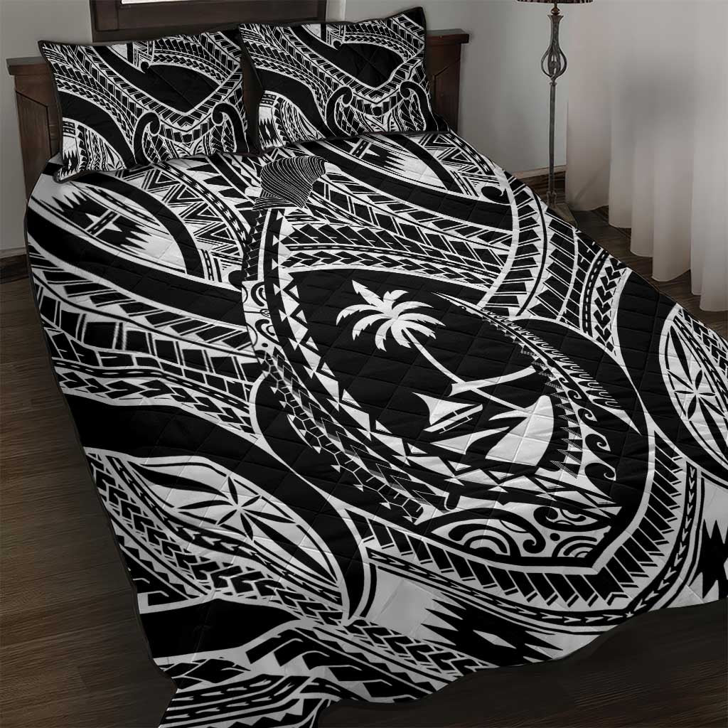 Hafa Adai Guam Inspired Tattoo Quilt Bed Set LT9 Black - Polynesian Pride