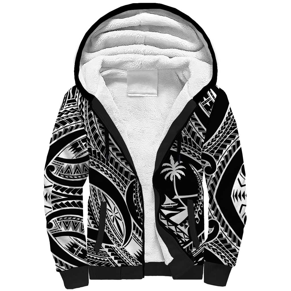 Hafa Adai Guam Inspired Tattoo Sherpa Hoodie LT9 Unisex Black - Polynesian Pride