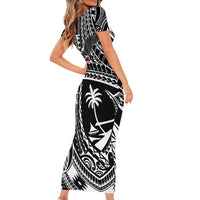 Hafa Adai Guam Inspired Tattoo Short Sleeve Bodycon Dress LT9 - Polynesian Pride