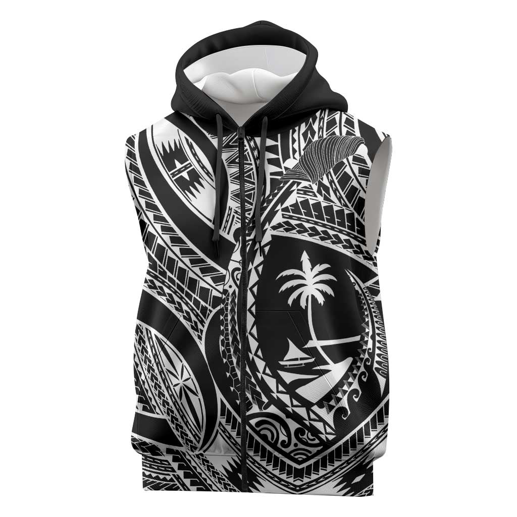 Hafa Adai Guam Inspired Tattoo Sleeveless Zip Hoodie LT9 Black - Polynesian Pride