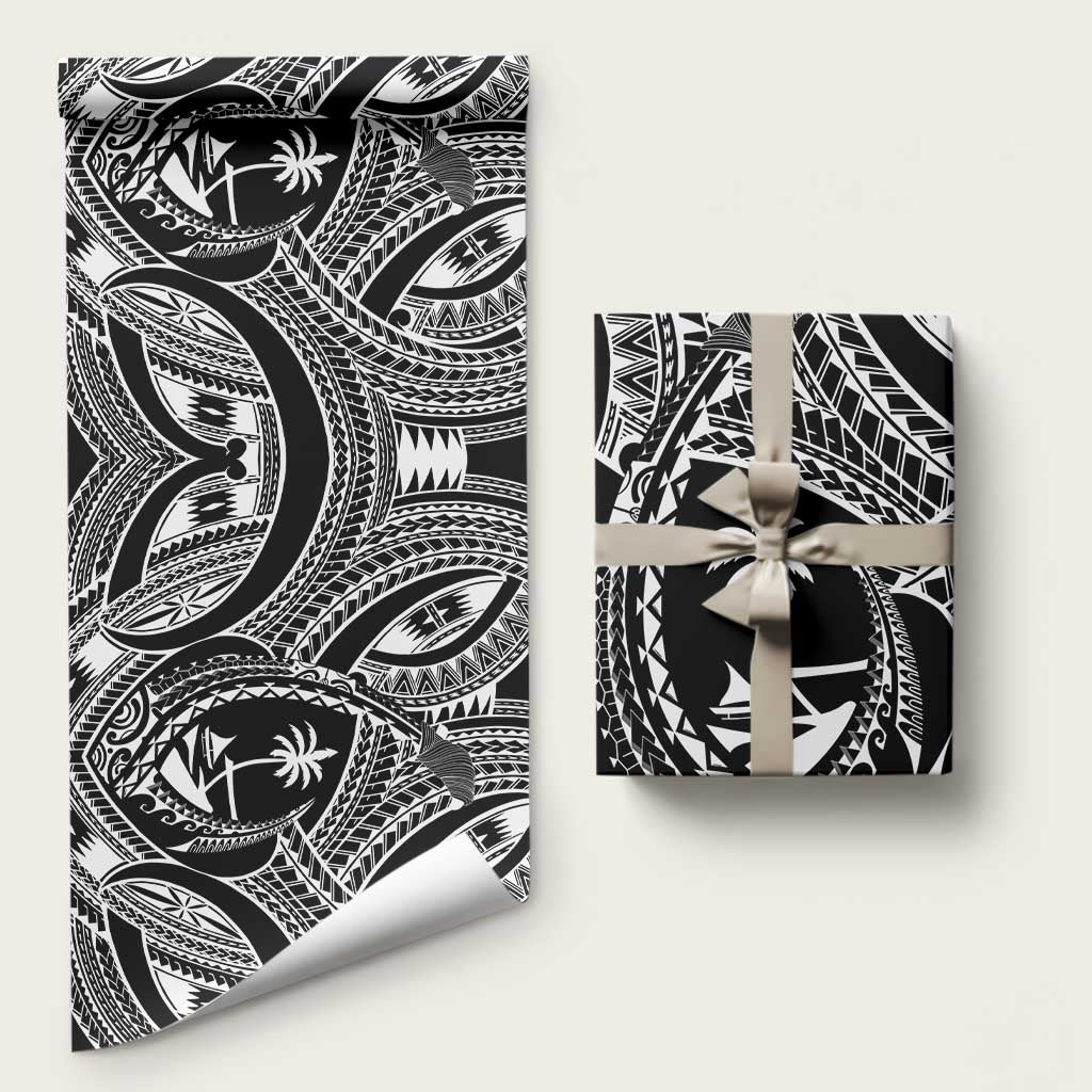 Hafa Adai Guam Inspired Tattoo Wrapping Paper LT9 58" × 23" Black - Polynesian Pride