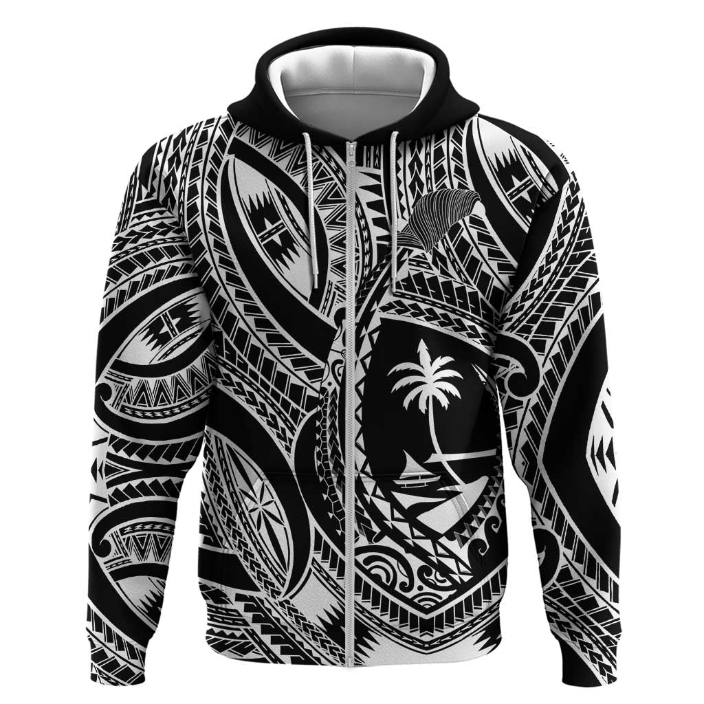 Hafa Adai Guam Inspired Tattoo Zip Hoodie LT9 Zip Hoodie Black - Polynesian Pride