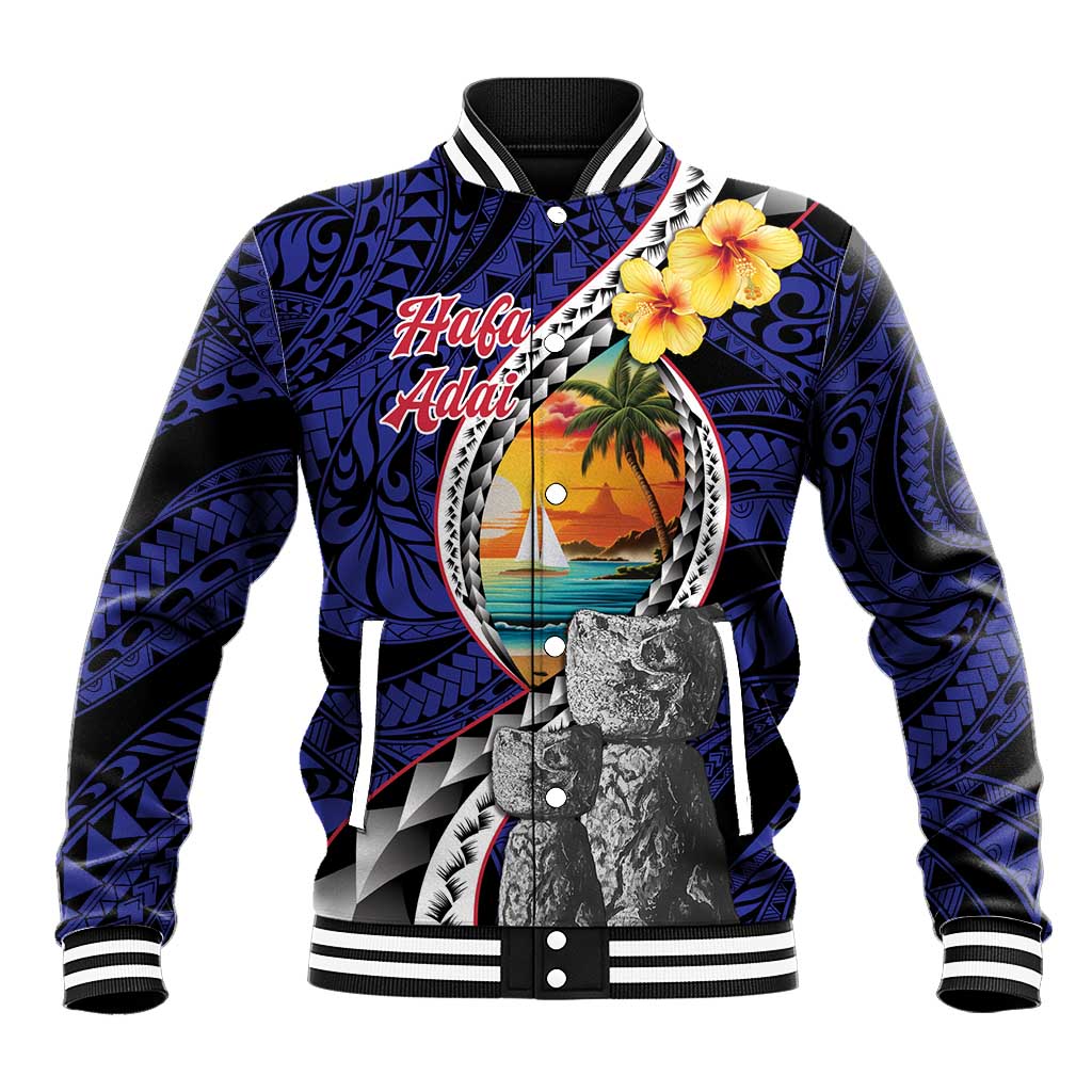 Hafa Adai Guam Seal Latte Stones Artwork Baseball Jacket LT9 Unisex Blue - Polynesian Pride