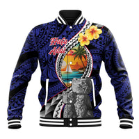 Hafa Adai Guam Seal Latte Stones Artwork Baseball Jacket LT9 Unisex Blue - Polynesian Pride