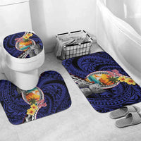 Hafa Adai Guam Seal Latte Stones Artwork Bathroom Set LT9 Mat Set Only (3 pcs) One Size Blue - Polynesian Pride