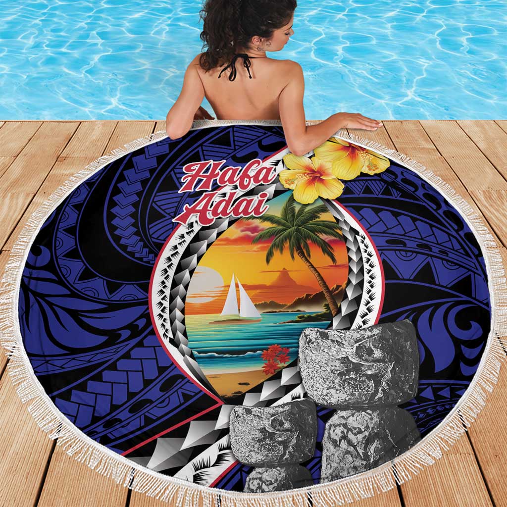 Hafa Adai Guam Seal Latte Stones Artwork Beach Blanket LT9 - Polynesian Pride