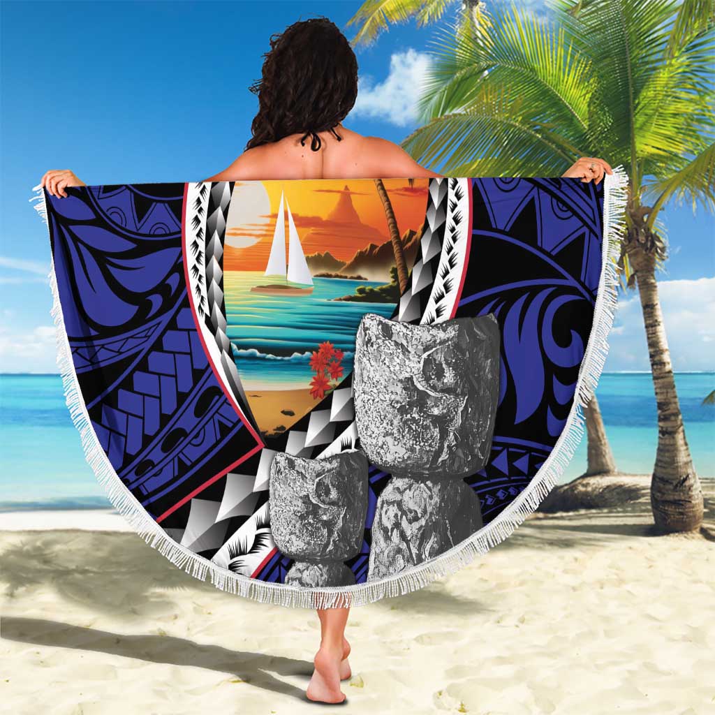 Hafa Adai Guam Seal Latte Stones Artwork Beach Blanket LT9 - Polynesian Pride